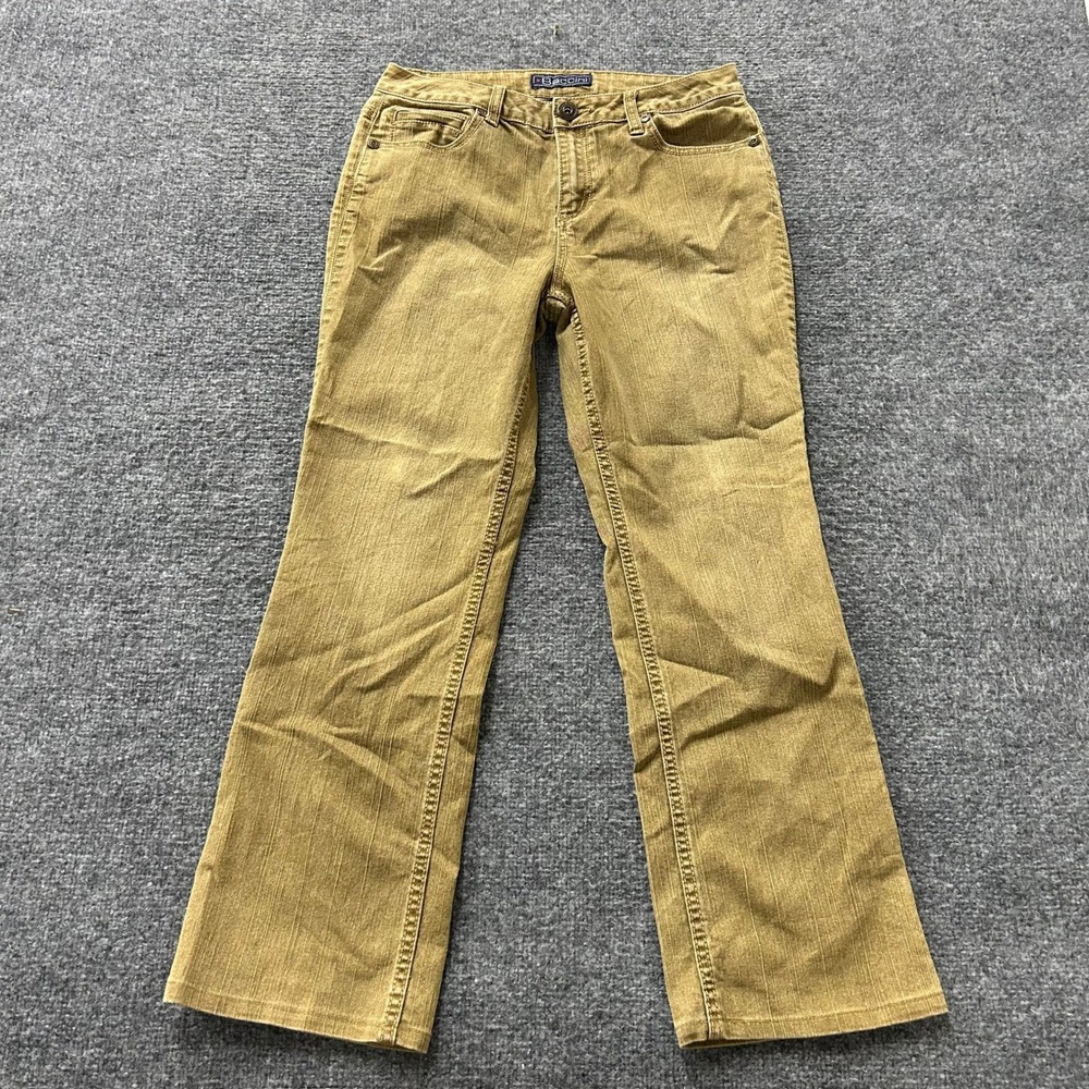 Baccini Pants Womens Size8 Tan BootcutEmbellished Pocket Textured Stretch Casual